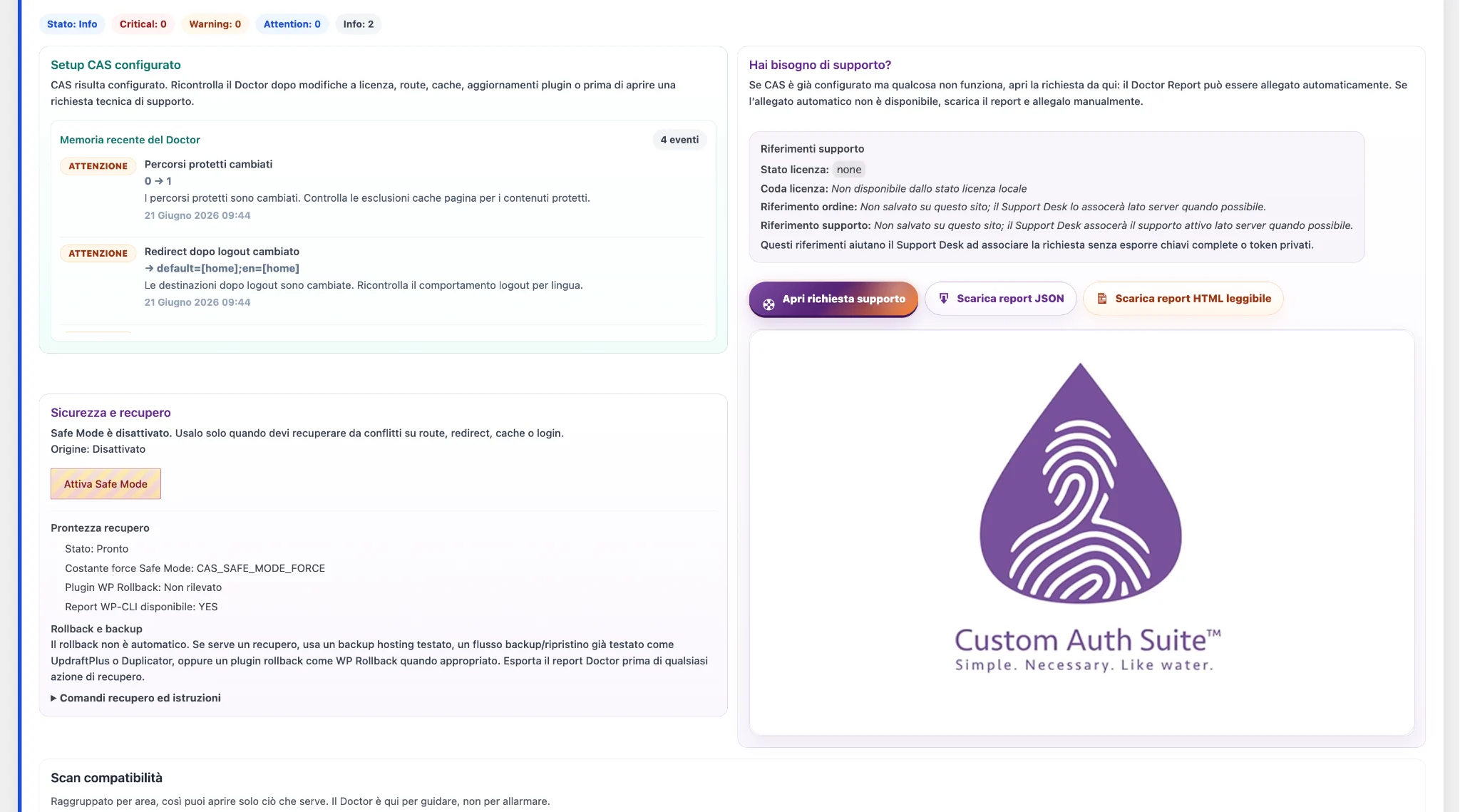 Report diagnostico CAS Doctor